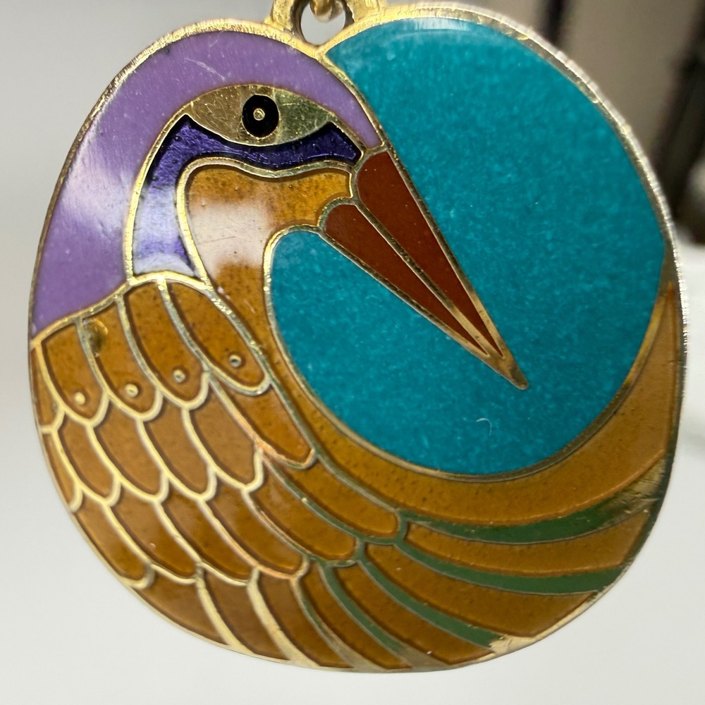 Vintage Laurel Burch Earrings Bird Enamel Gold Tone Egyptian Revival Signed